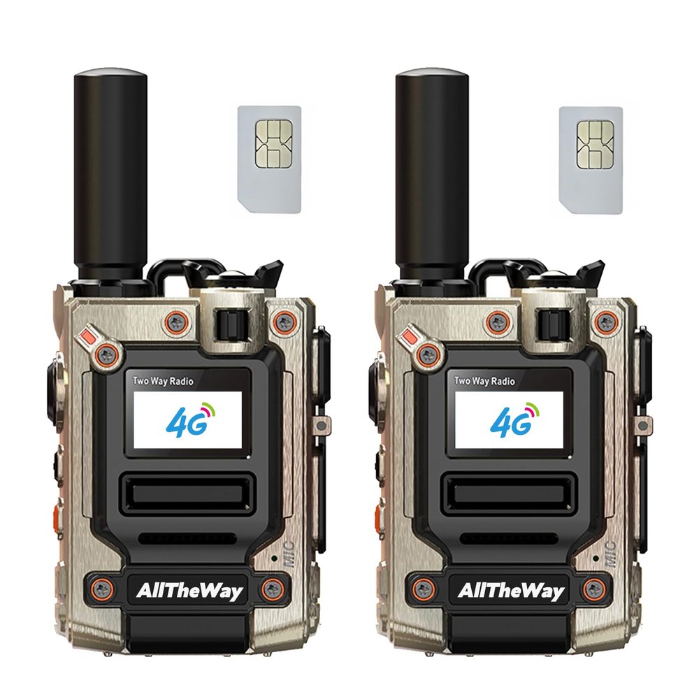 2 Pack Global Walkie Talkies Unlimited Range Nationwide 4G PTT Two Way Radio Long Distance Portable Radios for Family and Work Team(Metal)