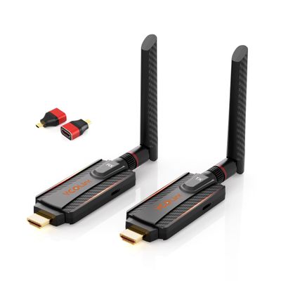 Wireless HDMI Transmitter and Receiver, 1 to 2 Extender Kit 656ft Long Range Stable 1080P,5GHz 0.05s Low Lag with Privacy Button, Plug and Play for Streaming from Camera/TV Box/PC/Laptop to Monitor