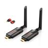 Wireless HDMI Transmitter and Receiver, 1 to 2 Extender Kit 656ft Long Range Stable 1080P,5GHz 0.05s Low Lag with Privacy Button, Plug and Play for Streaming from Camera/TV Box/PC/Laptop to Monitor view 1