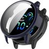 2 Pack Hard Case with Screen Protector for Garmin Vivoactive 6, HD Clear Built-in 9H Tempered Glass Full Protection Slim Cover (Black/Dark Blue) view 3
