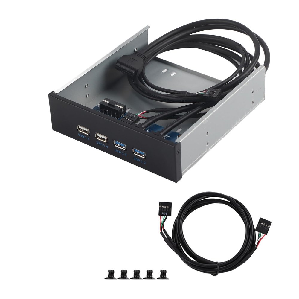 Mtlavishness 2 Port USB3 0 and 2 Port USB2 0 HUB Expansion Floppy Drive Front Panel with Metal Bracket for Rigidity and Sandblasted Panel to Prevent Oxidation Used for Computer