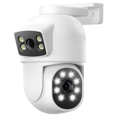 Camcamp Dual Lens Security Camera Outdoor, 2K Full HD Video, 360 View Pan/Tilt Surveillance & Security Cameras with Color Night Vision, Easy to Install, PIR Alarm