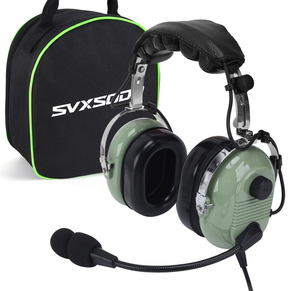 SVXSODA Aviation Headsets GA Headphone Noise Reduction for Pilot Trainees Beginner PPL Students Casual Flyers Flight Passengers Aviation Maintenance Ground Crew Flying Enthusiasts (629-A-LIGHT Green)