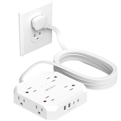 2 Prong Power Strip, WRXDMC 2 Prong to 3 Prong Outlet Adapter, 1400J Two Prong Surge Protector, 15ft Long Extension Cord, 8 AC Outlets with 2 USB C and 2 USB A Port, Wall Mountable,Ideal for Old House