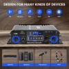 4 Channel Stereo Receivers Audio Home Amplifier Bluetooth 5.0, RMS 50Wx4 Max 1200W HiFi Power Amplifier, USB/SD/FM, Class D Home Audio Receiver for Home Theate view 2
