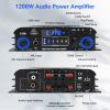 4 Channel Stereo Receivers Audio Home Amplifier Bluetooth 5.0, RMS 50Wx4 Max 1200W HiFi Power Amplifier, USB/SD/FM, Class D Home Audio Receiver for Home Theate view 4