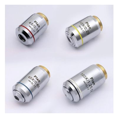 Lab Microscope Accessories Achromatic Microsocpe Objective Lens Objectives 4X 10X 20X 40X 60X 100X for Microscope RMS Thread(4X 10x 40x 100x)