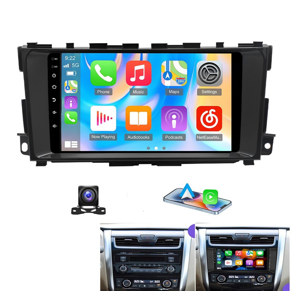 PHEZEN Car Stereo Radio Compatible for Niassan Altima 2013-2019, 9" Touchscreen Car Radio with Carplay Android Auto in-Dash Head Unit WiFi GPS Navigation Mirror Link HD Backup Camera 2G+32G