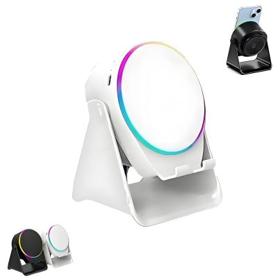 4-in-1 360 Rotating Bluetooth Speaker Stand, 2026 New Wireless Bluetooth Sensor Speaker Phone Holder, Cool Gadget with Colorful Lights and HD Surround Sound(White)