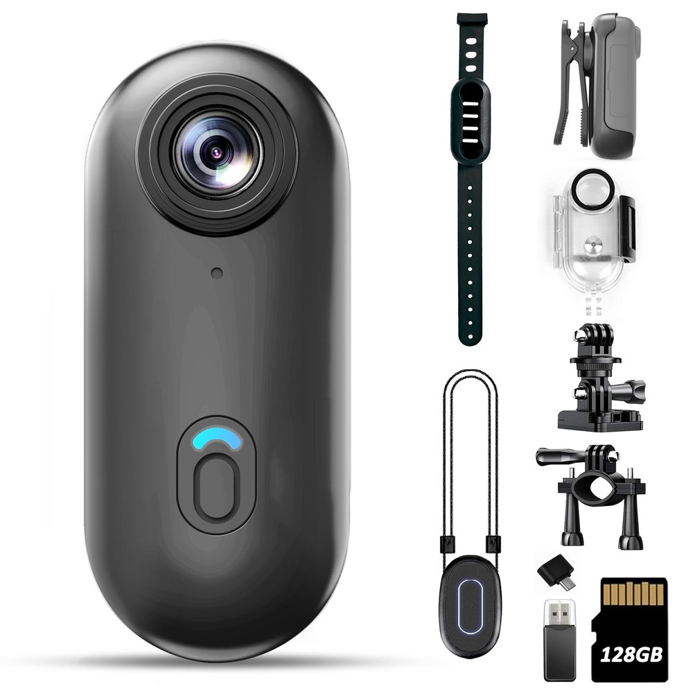 4K 128GB Mini Body Camera - Magnetic Thumb-Sized Action Cam with Video & Audio Recording, Hands-Free, Waterproof, Suitable for Vlog Creation, Work Record, Pet Walking, Travel Shooting & Daily Use
