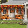12X10ft Fall White Wood Door Photography Backdrop Autumn Western Forest Window Rustic Yellow Pumpkin Harvest Hay Natural Scenery Maple Leaves Harvest Banner Decoration Studio Props Party Backdrop view 2