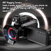 4K 53MP Video Camera Camcorder Vlogging Camera for, 50X Digital Zoom, WiFi, Auto Focus, 3in Screen, Support Time Stamped Photos (Black) view 2