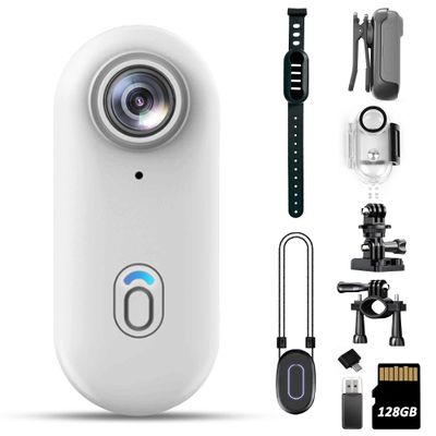 4K Mini Body Camera 128GB - Action Body Cam with Audio & Video- Thumb Hands Free Waterproof Recording Wearable Cameras - Pov Worn Portable Personal Camcorder - for Work Travel Pet Walk Swim