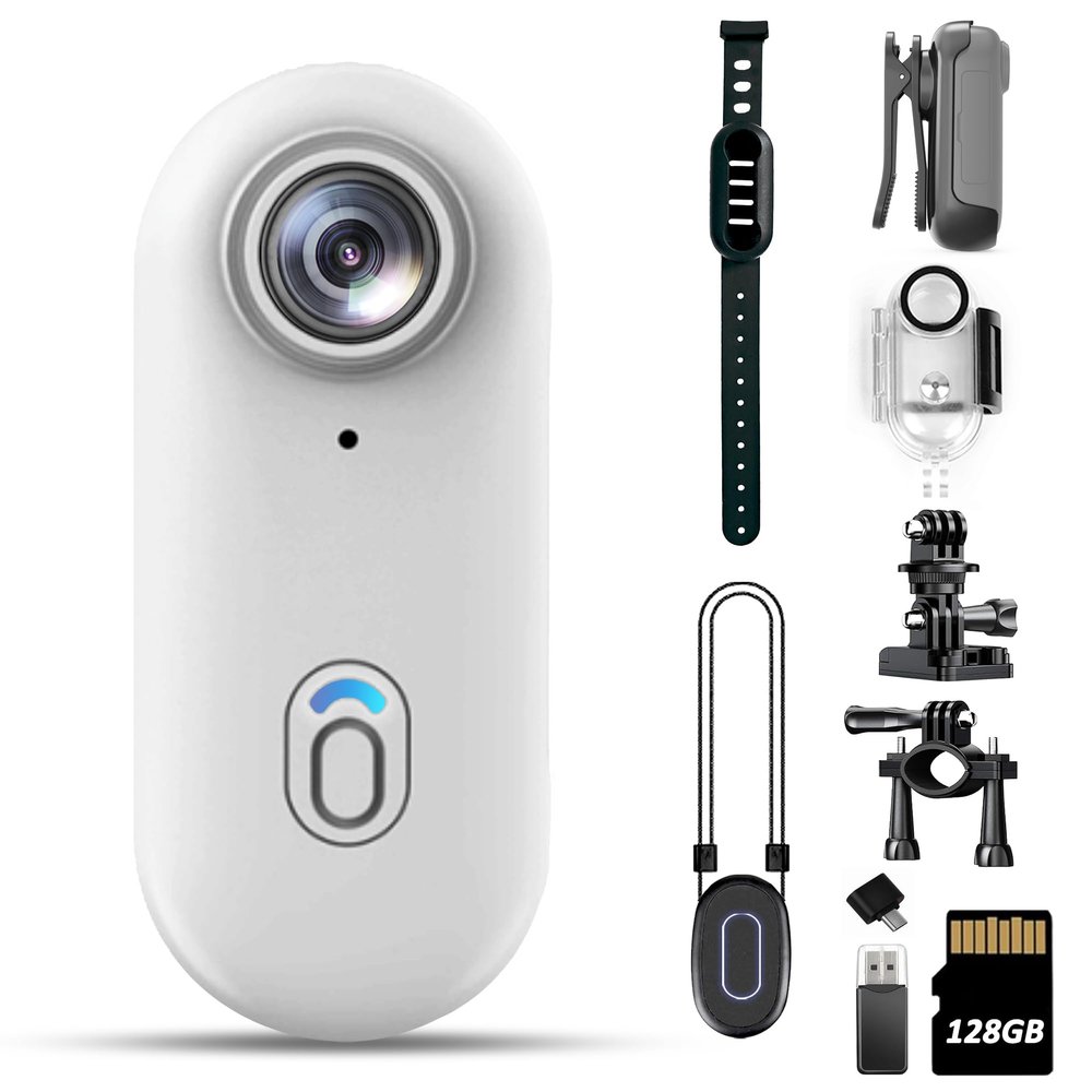 4K Mini Body Camera 128GB - Action Body Cam with Audio & Video- Thumb Hands Free Waterproof Recording Wearable Cameras - Pov Worn Portable Personal Camcorder - for Work Travel Pet Walk Swim