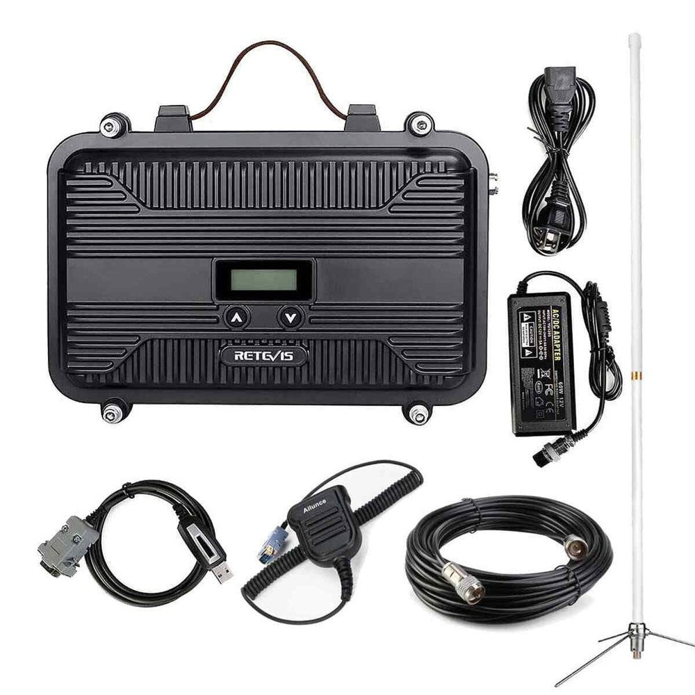 Retevis RT97S GMRS Repeater, RT97 Upgraded Version, Survival Radio Repeater, Full Duplex Long Range with Mic, Compatible with Raspberry Pi, LCD Screen for Emergency, Warehouse and Logistics(1 Pack)
