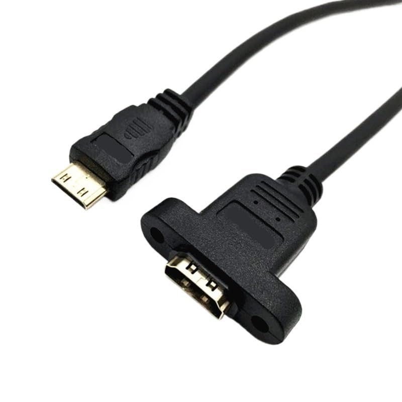 YWZBQL Wen ST 30cm m;ic/ro HDMI-Compatible Male to HDMI-Compatible Female Extension Connector Screw Lock Panel Mount HD AV Camera Cable(Mini HDMI)