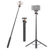 55.7 inch Extendable Phone Tripod, Selfie Stick Vlog Stand with Ball Head and 2 in 1 Phone Clip, for DSLR, Action Camera and Phones view 1