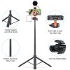 55.7 inch Extendable Phone Tripod, Selfie Stick Vlog Stand with Ball Head and 2 in 1 Phone Clip, for DSLR, Action Camera and Phones view 3
