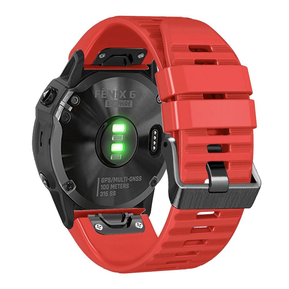 AISPORTS Compatible with Garmin Fenix 8 47mm/E 47mm/7/7 Pro/6/6 Pro/5/5 Plus Band Silicone, 22mm Quick Fit Watch Band Bracelet Sport Wristband Replacement Band for Garmin Approach S70 47mm/S62/S60