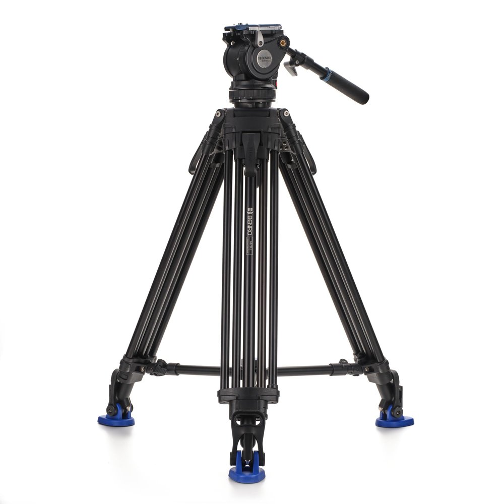 Benro Lightning Lock Aluminum Video Tripod Kit with 75 mm Bowl, Flip-Lock Legs, Mid-Level Spreader & BV6H Plus Video Head (A673LLBV6HPLUS)