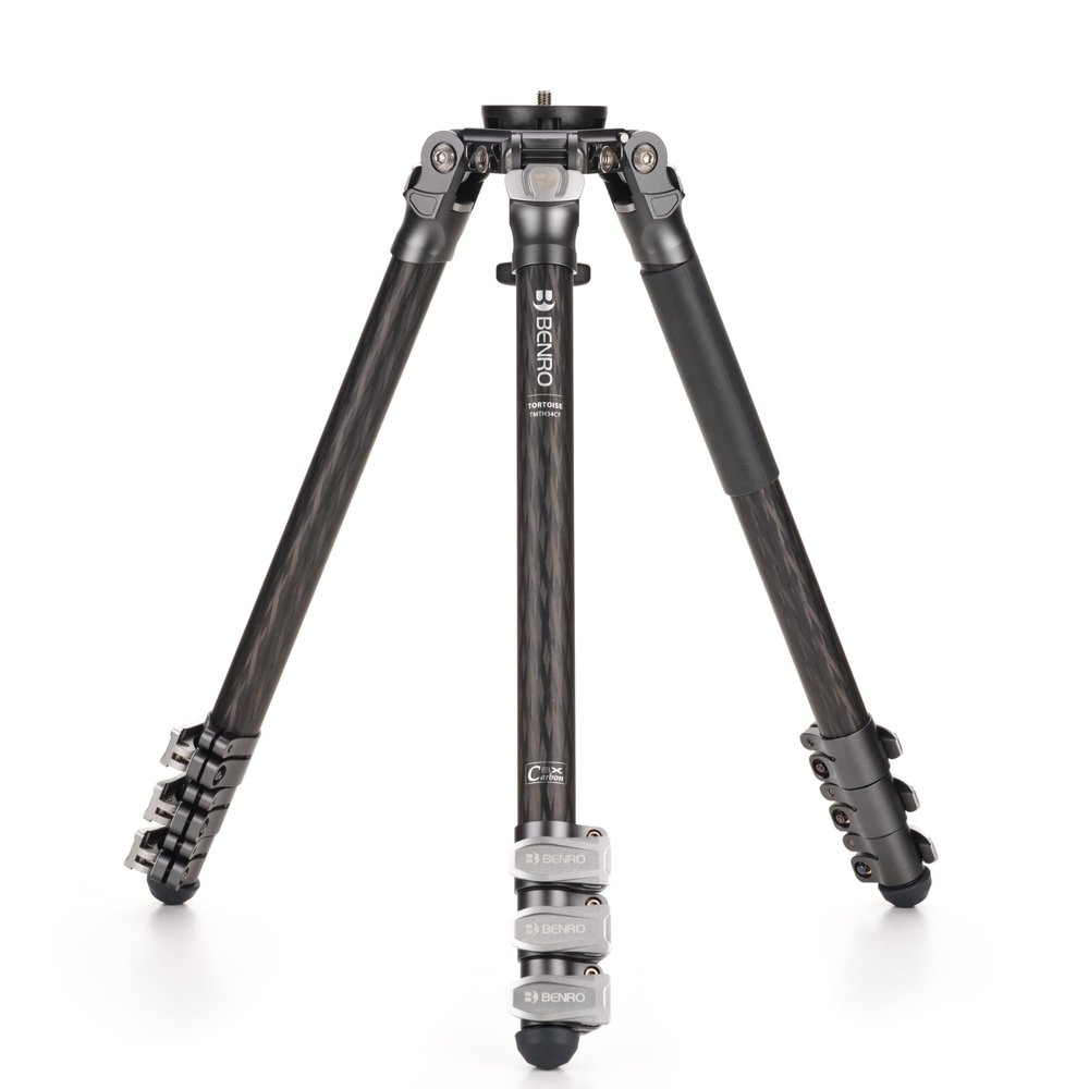 Benro Mammoth Series 3 4-Section Carbon Fiber Tripod with Flip Locks, 75 mm Bowl, Removable Center Column & Flat-Base/Video Head Compatibility (TMTH34CF)