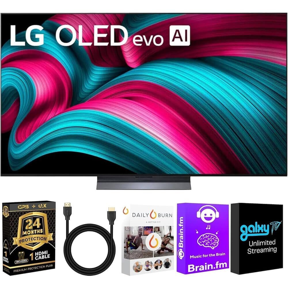 LG OLED55C5KIT1 OLED evo AI 4K Smart TV w/A9 Gen8, 144Hz, Dolby Vision/Atmos, HDR10, AI Upscaling, Alexa + UAX 4K HDMI