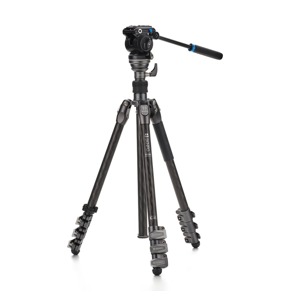 Benro Rhino CF One Series Video Tripod & Monopod Kit with S2 PRO Fluid Head  Carbon-Fiber 4-Section Flip-Lock Legs, Monopod Conversion (FRHN14CFS2PRO)