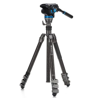 Benro Rhino CF Three Series 4-Section Carbon Fiber Tripod Kit with S6PRO Fluid Video Head  Flip-Lock Legs, Monopod Conversion, 70.8 Maximum Height, 13.2 lb Load Capacity (FRHN34CFS6PRO)