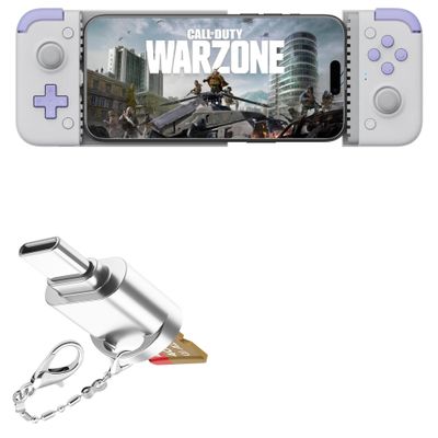 BoxWave Adapter Compatible with GameSir X2s - Micro SD Card miniReader, USB Type-C OTG Reader USB3.0 Adapter Keychain - Metallic Silver