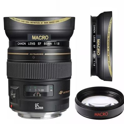 Ultra Wide Angle and Macro Lens Kit for EF 85mm f/1.8 USM, 32K HD