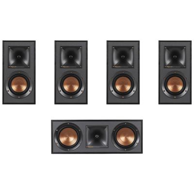 Klipsch Home Theater Speaker Bundle: 2 Pairs R-41M Bookshelf Speakers + R-52C Center Channel Speaker (Black)