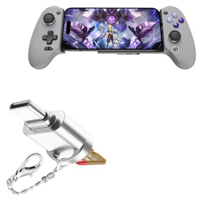 BoxWave Adapter Compatible with GameSir G8+ - Micro SD Card miniReader, USB Type-C OTG Reader USB3.0 Adapter Keychain - Metallic Silver