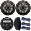 KICKER 46KMC2 Marine Bluetooth All-Weather AM/FM USB/AUX Gauge Style Media Center Receiver W/Black Cover, 2X 6.5 150 Watt Peak Power 2-Way Black Boat Audio Speakers, 3X 20 Feet 16 Gauge Speaker Wire view 1