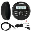 Kicker 46KMC2 Marine Bluetooth All-Weather AM/FM USB/AUX Gauge Style Media Center Receiver W/Black Cover, Bundle Combo with USB/AUX 3.5MM Interface Adapter, Black Flexible Hideaway 22" Radio Antenna view 1