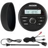 KICKER 46KMC2 Marine Bluetooth All-Weather AM/FM USB/AUX Gauge Style Media Center Receiver W/Black Cover Bundle Combo with USB/AUX 3.5MM Auxiliary Interface Adapter, Black Long Range Radio Antenna view 1