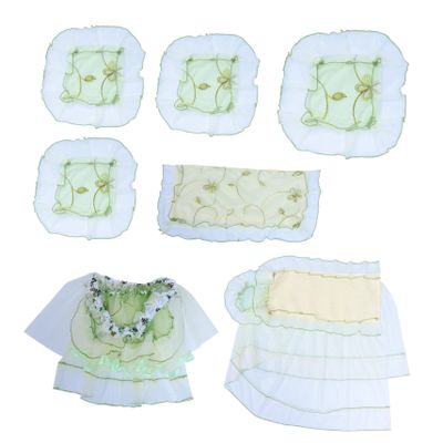CAXUSD 7pcs Lace Computer Cover Set Butterfly Pattern Dust Protector for Desktop Monitor Keyboard and Accessories Reusable Lightweight Material Office