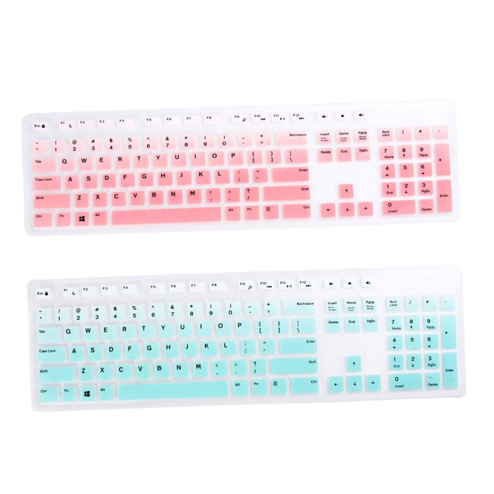 CAXUSD 2Pcs Gradient Pink Mint Silicone Keyboard Protector Cover Keyboard Skin Compatible with Easy to Clean for Daily Use