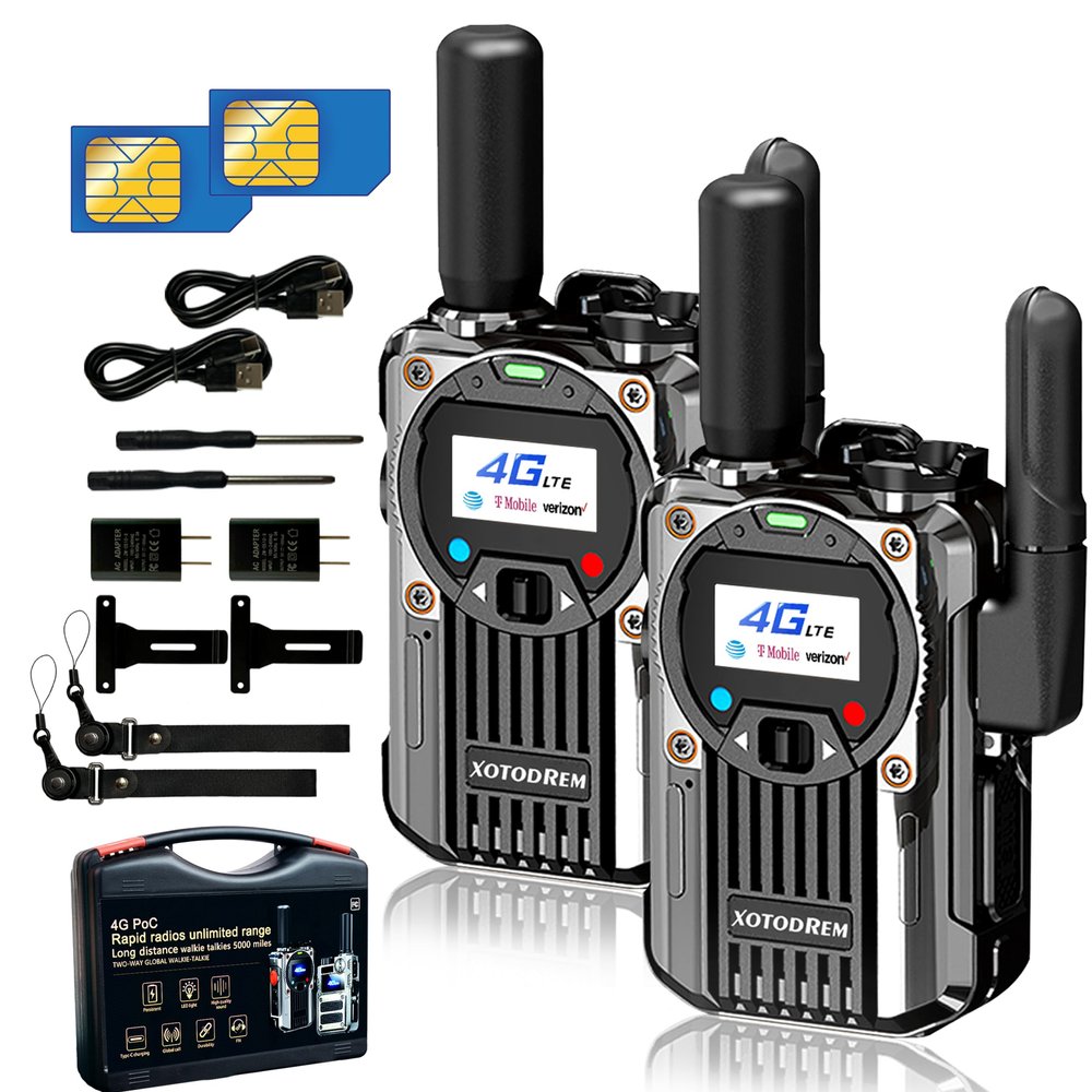 Global POC Walkie Talkies Unlimited Range radios Long Distance Portable AM FM Two Way Radios 1000 Miles Fast Handheld Radios with Enhanced Antenna for Outdoor & Emergency & Construction. (6)