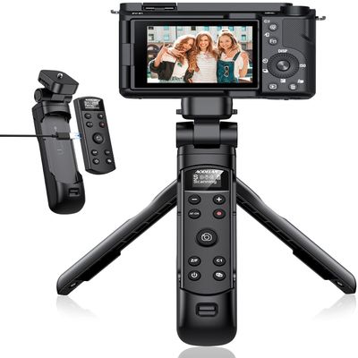 for Sony Tripod with Rechargeable Remote Control - Aodelan Wireless Shooting Grip Mini Tripod with OLED Screen for Vlogging for ZV-E10,ZV-1F,RX100 VII,a6100,a6400,a7 III,a9 II; Replace Sony GP-VPT2BT