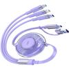 100W 6-in-1 Retractable Multi Charging Cable, USB C/Lightning/Micro Multi Charger Cord for iPhones, iPads, MacBook, Tablets, Galaxy, Note & More - 4Ft/1.2M 5A Fast Charging, Durable & Portable, Purple view 1