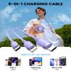 100W 6-in-1 Retractable Multi Charging Cable, USB C/Lightning/Micro Multi Charger Cord for iPhones, iPads, MacBook, Tablets, Galaxy, Note & More - 4Ft/1.2M 5A Fast Charging, Durable & Portable, Purple view 2