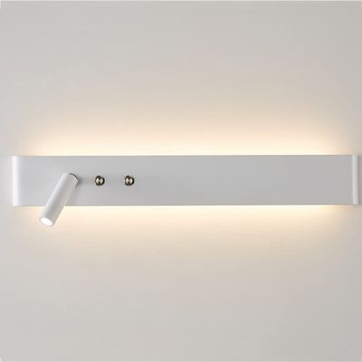 Up Down Wall Light with 2 Switches Modern LED 20W Indoor Long Stripe 3W Reading Lamp Bedroom Bedside Warm 3000K for Living Room Stair Corridor,White