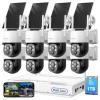 xmartO 0-Light Night Color Solar Security Camera System(8 Cameras), 2K HD Wireless PTZ, AI Tracking, WiFi6 Long Range, 10CH Expandable 4K NVR with 1TB HDD, HDMI Monitor, Mobile Access, 0 Monthly Fee view 1