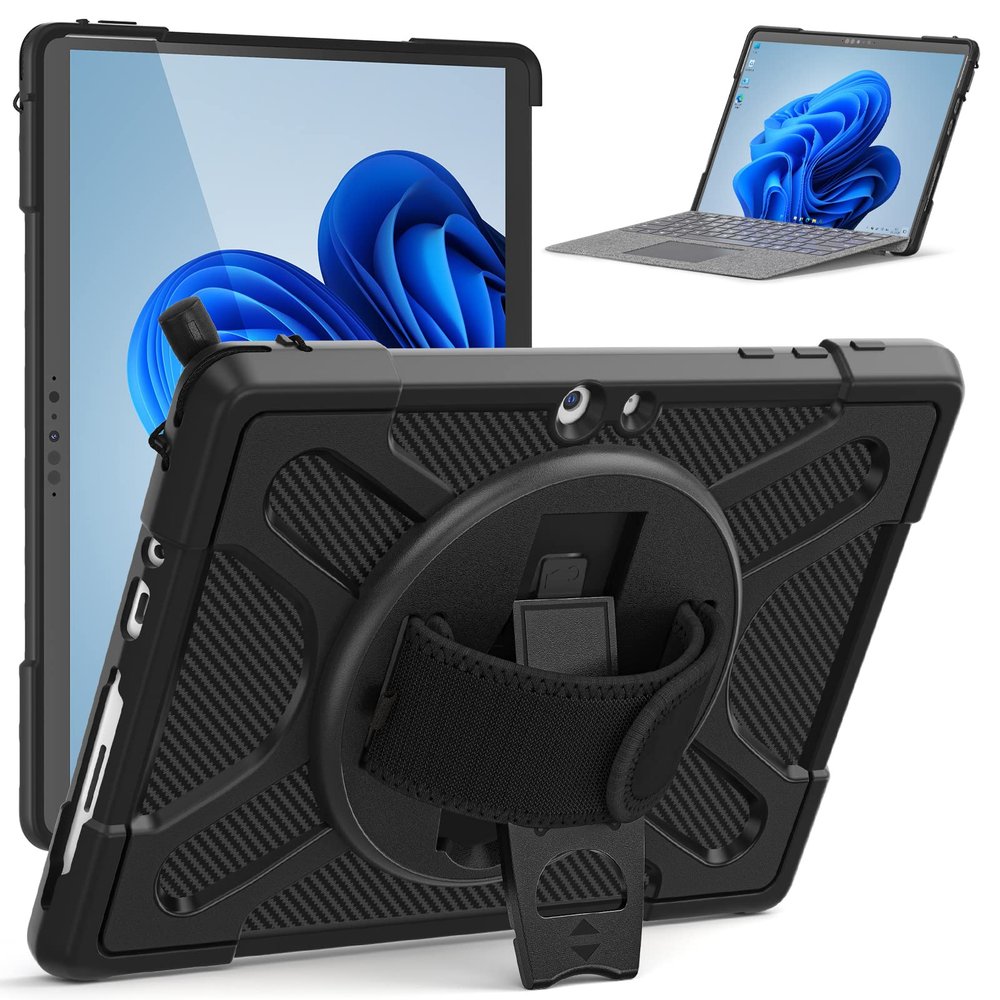 Junfire 50Pack Bulk of Microsoft Surface Go4/Go3/Go2/Go Protective Case, Shockproof Slim Surface 10.5-inch Case with 360Rotating Stand/Stylus Holder/Hand Strap-Black