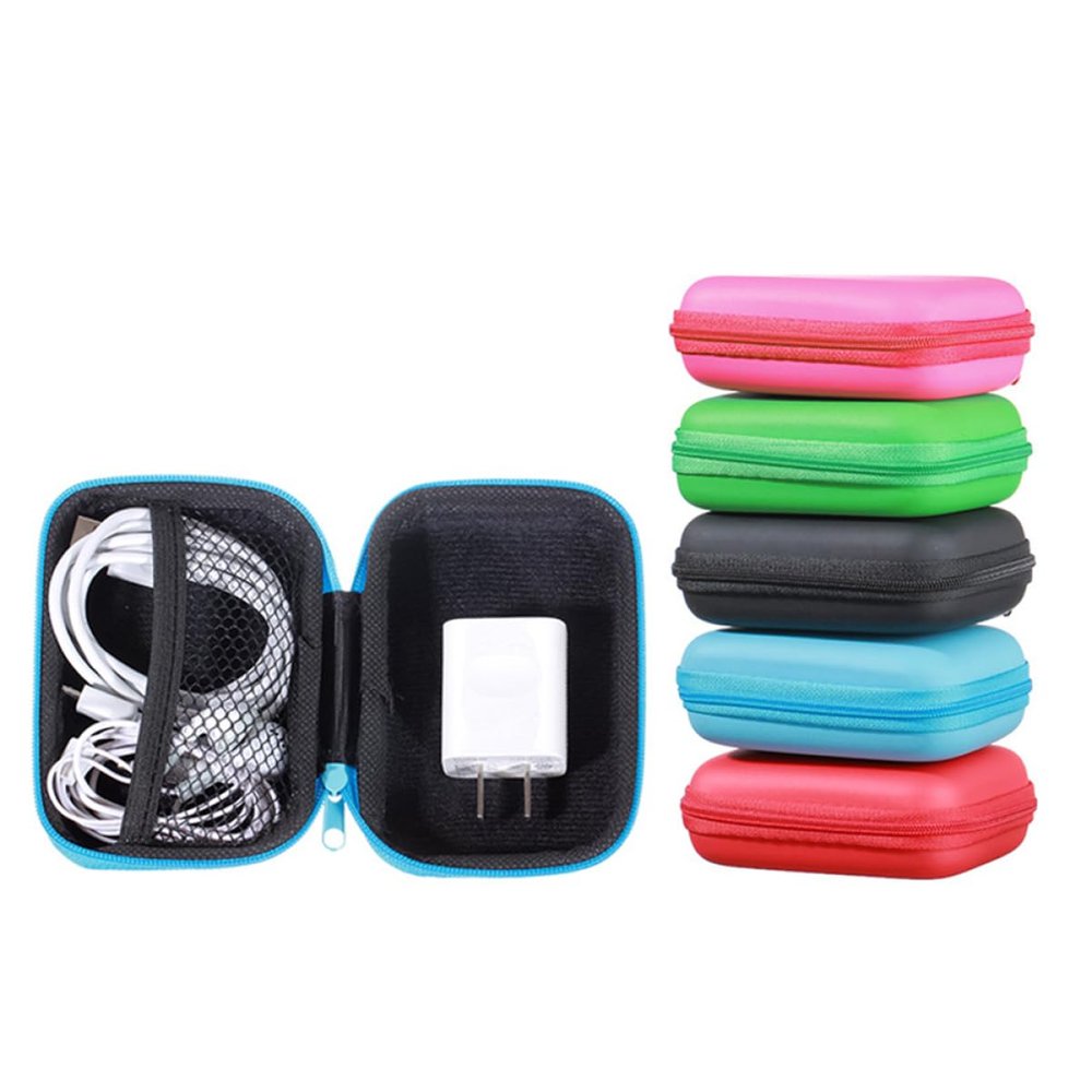 Angoily 2 Pcs Headphone Storage Case Eva Data Cable Bag Mini Camera Case Zipper Hard Disk Box Travel Organizer Color