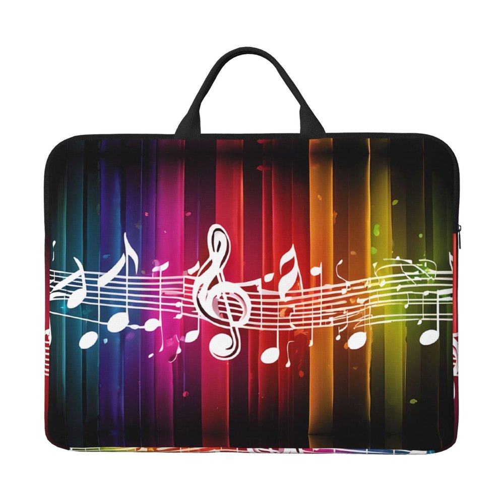 Music Note Print 14in Laptop Case With Thick Pearl Cotton Padding For Daily Travel, Business Trips, And Commuting