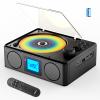 Kuephom Portable CD Player with Speakers: Rechargeable Bluetooth CD FM Radio with Remote - MP3/USB/TF playable with Stereo Sound - Sleep Timer/LCD Display/Earphone Jack - Music Lover/Nostalgia Gift view 1