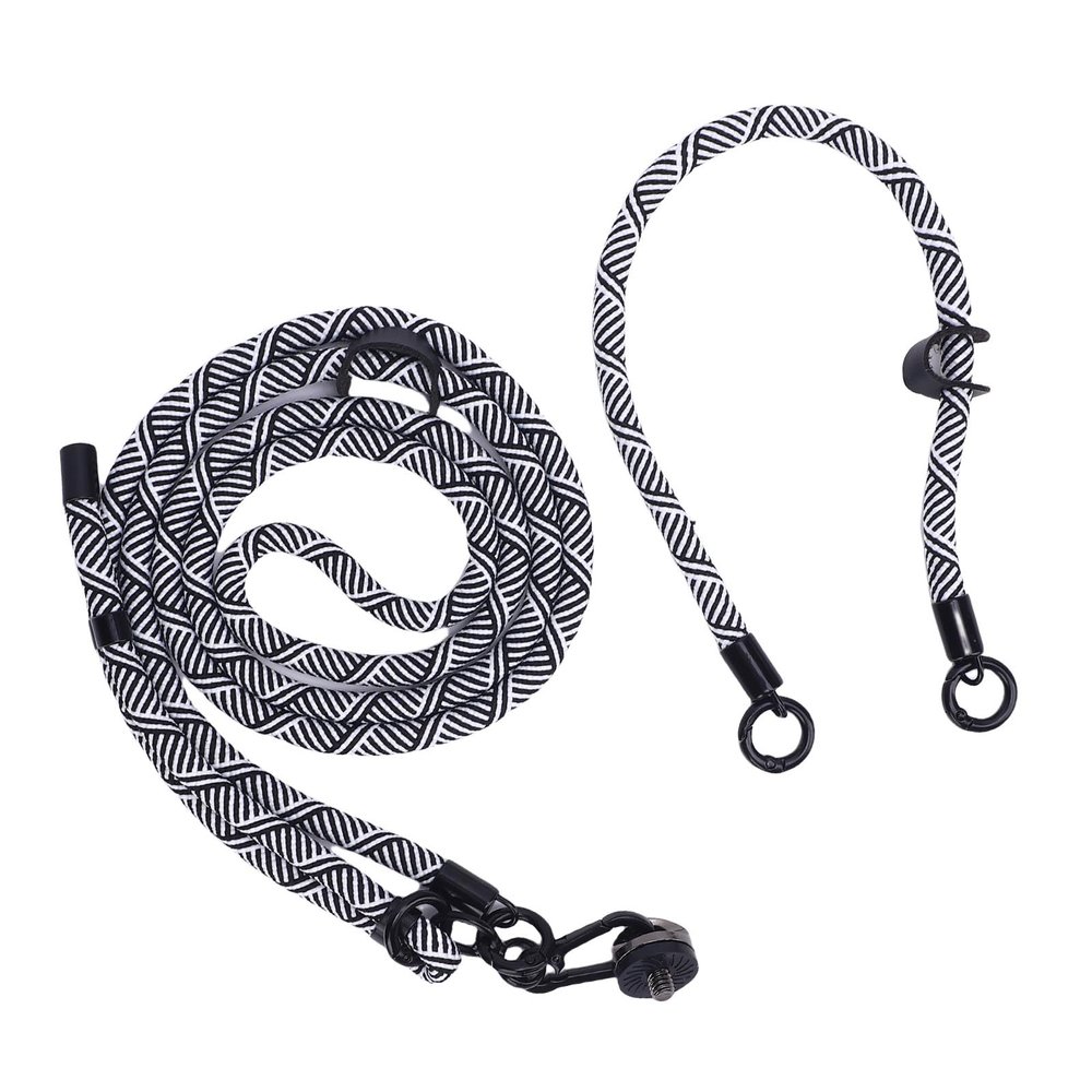Alomejor Camera Lanyard Fit, Camera Strap Secure Attachment with Polyester Material for ONE X4, Pocket 3, Action 5 Photography Strap (Black White)