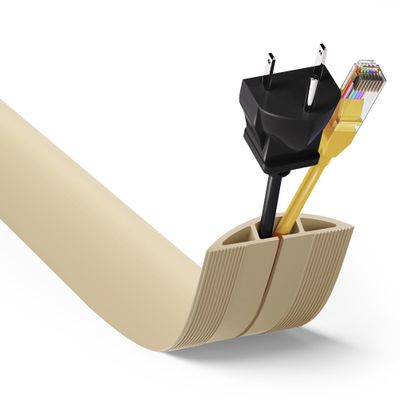 ZhiYo 4ft Cord Hider Floor, Soft PVC Cord Covers for Wires on Floor, Wire Cover to Hide Extension Cords, Cable Cover Protect Cords & Prevent Trips, Cable Cavity: W0.6in x H0.32in, Ivory