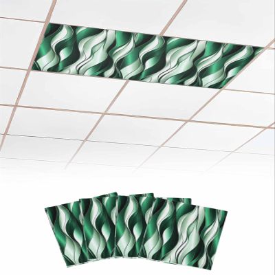 TvonTa Tey Fluorescent Light Covers for Drop Ceiling Green Gradient Color Block Magnetic Light Filters, Abstract Twist Line Ceiling Shade Filters for Home Classroom Office,2x4 ft,4Packs